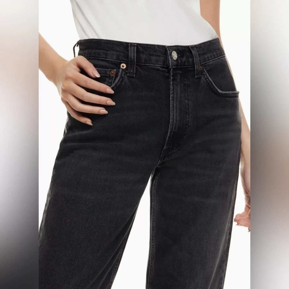 Agolde black kye mid rise straight crop jeans size 22 - Picture 5 of 14